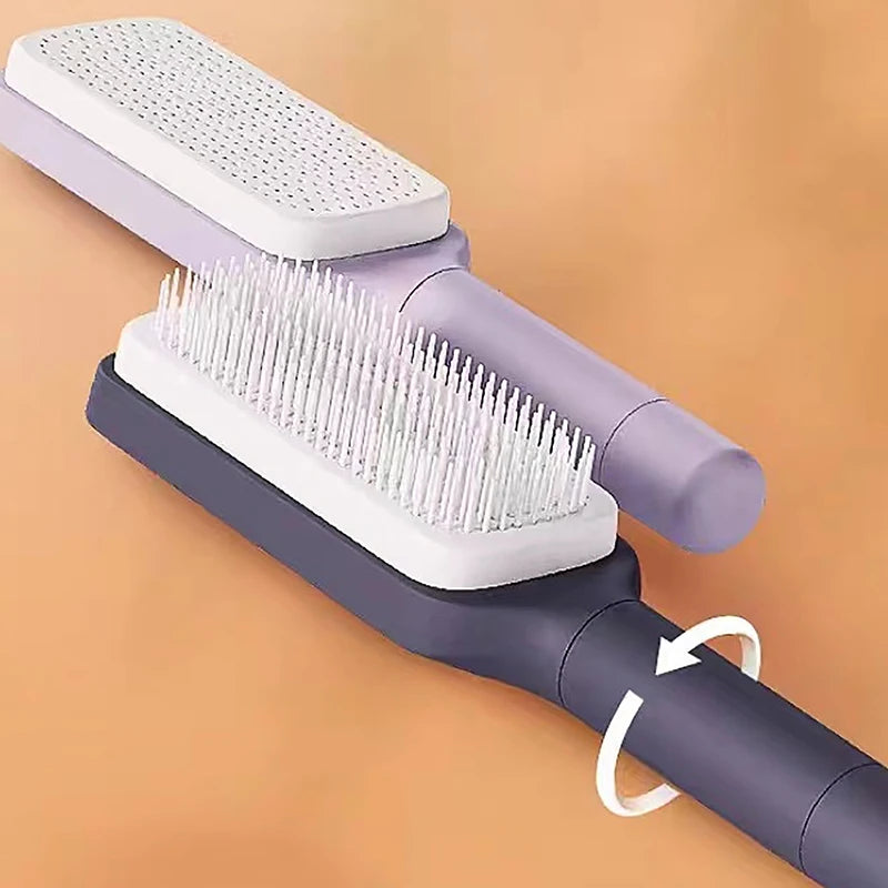 Rotating Lifting Hair Comb, One Click Cleaning, Stretchable Massage Comb, Air Cushion, Airbag Comb, Women Anti-Static Hair Comb